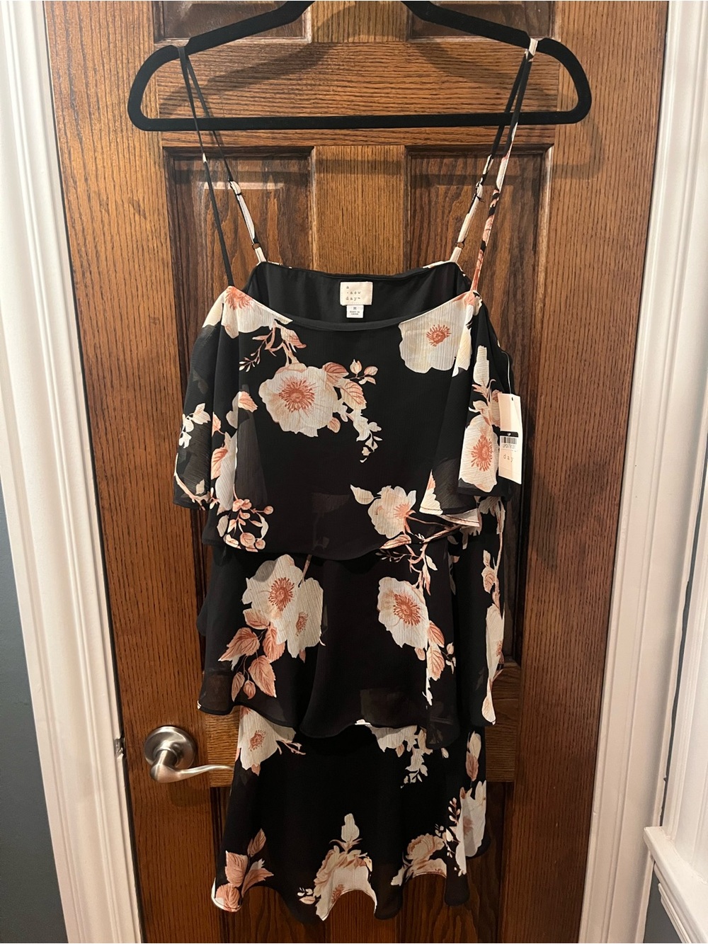 wild fable Black Mini Dress with Blush Floral Print